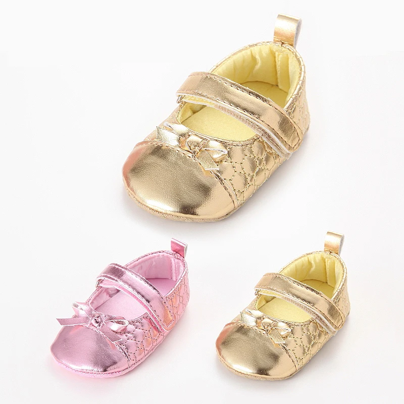 Новый Bling Розовый Мягкой Подошвой Девушки Тапки Младенческой Бабочка-узел Обувь