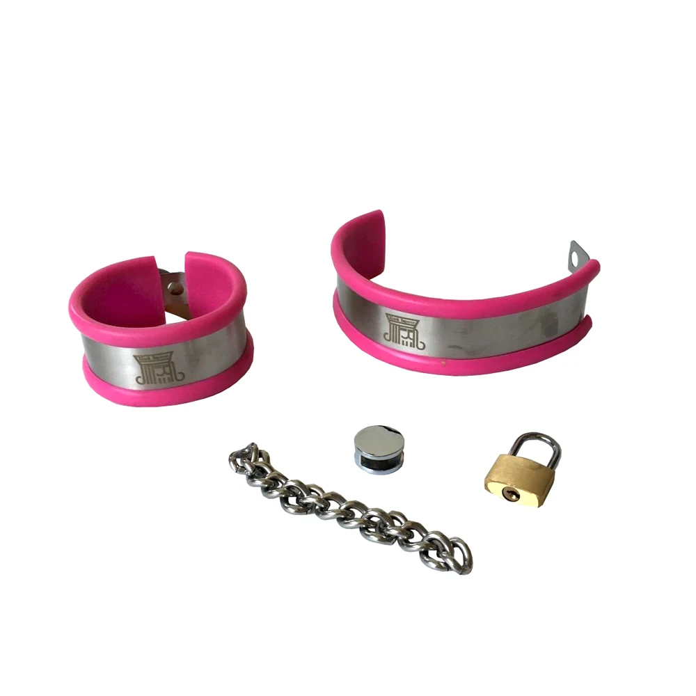 3 вида цветов Силиконовые наручники для секс игр фетиш бондаж из нержавеющей