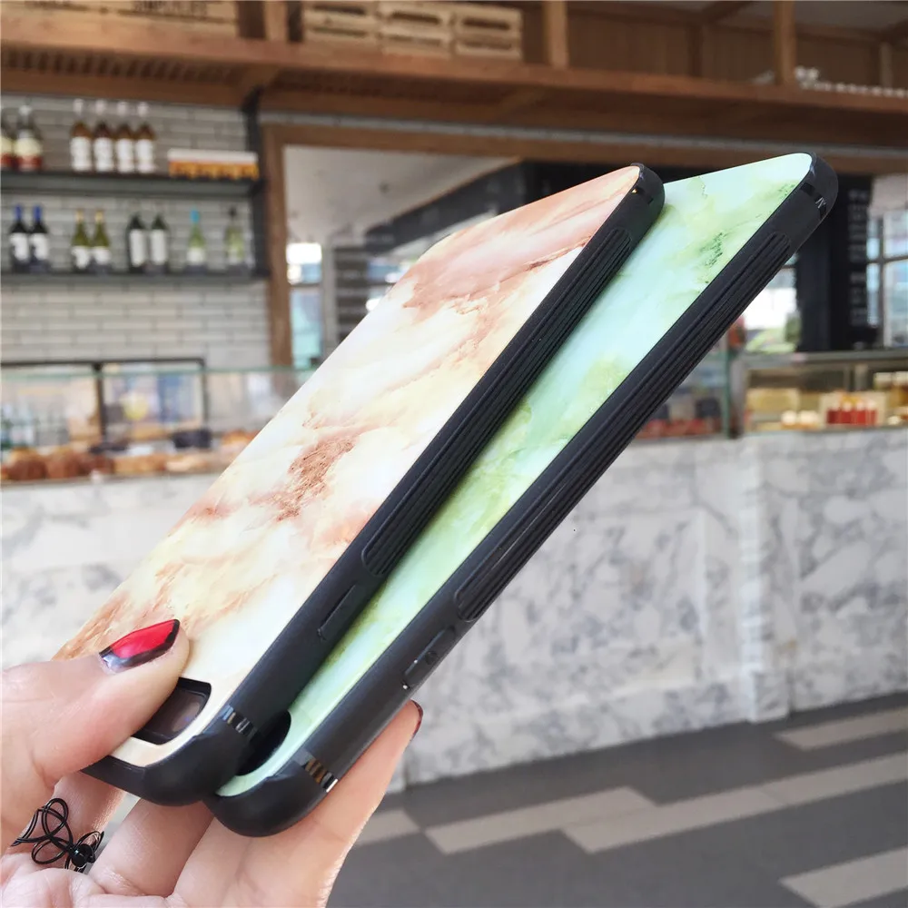Цвета закаленное стекло чехол скины для APPLE IPHONE 7 8 PLUS X 6 S плюс роскошный мраморный