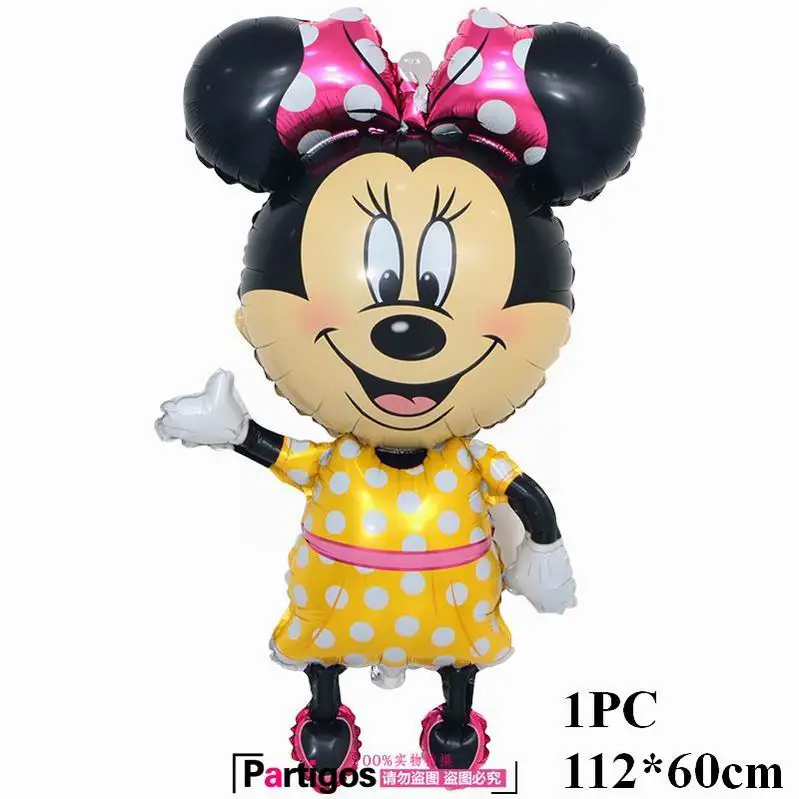 112cm yellow minnie 8 шт с Микки Маусом и Минни Маус комплект Мышь шарик из фольги в форме baby shower вечерние писчая бумага globos детские игрушки для happy birthady вечерние украшения - Цвет: 112cm yellow minnie