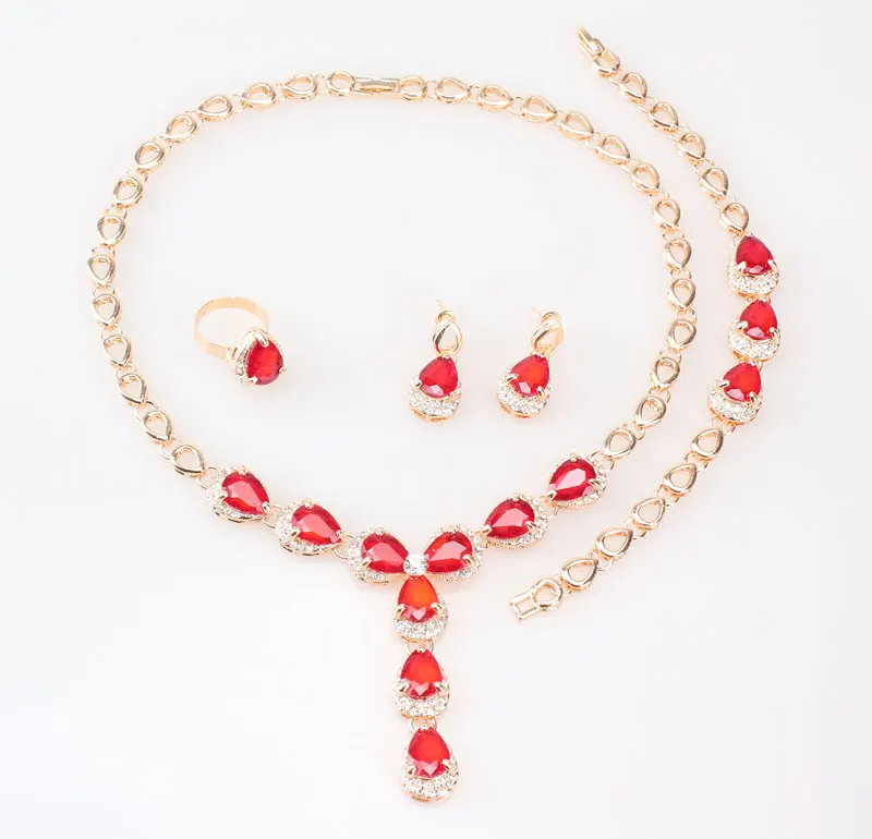 Женский комплект с ожерельем Африканский бисер Красный Кристалл ювелирный набор