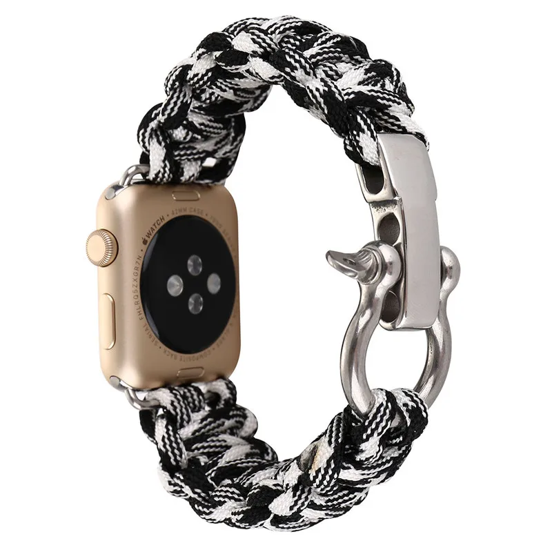 38/42 мм наручных часов iWatch, ремешок с адаптеры для сим-карт нейлоновая веревка выживание, браслет, ремешок для наручных часов, Повседневное Спортивная Apple часы-ремешки Армейский зеленый - Цвет ремешка: Style F