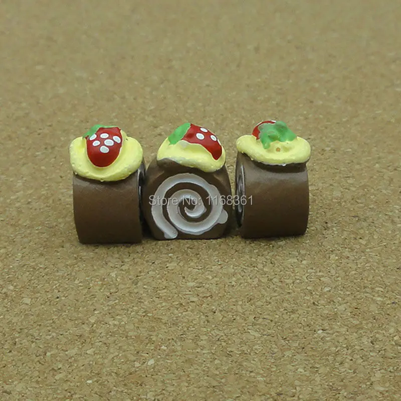 1pcs/lot resin brown strawberry roll cake 14mm Cabochons Scrapbooking Hair Bow Center Card Frame Making Craft DIY B008-6