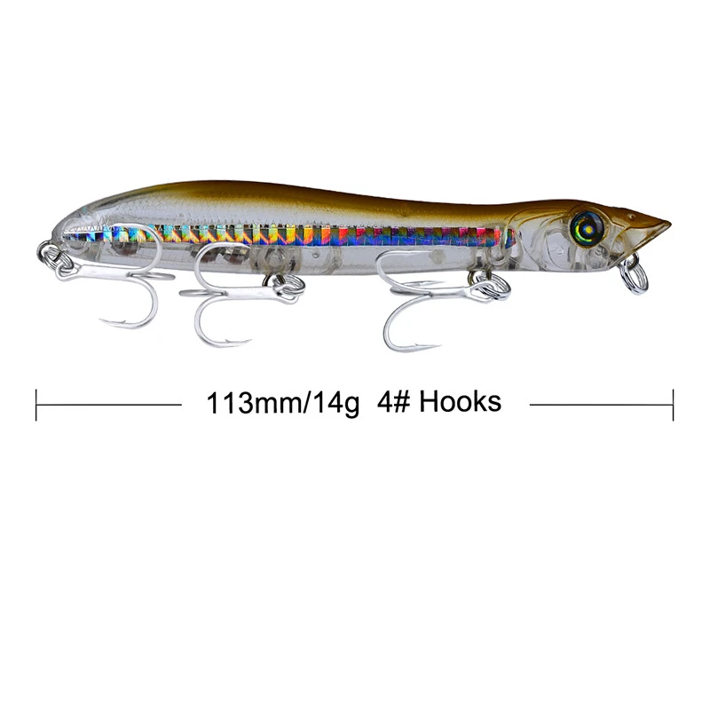 1pcs Topwater Snake Head Popper Fishing Lure 113mm 14g Plastic Hard Baits Lure Fishing Iscas Artificial Para Pesca