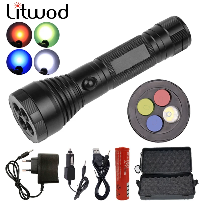 Litwod Z201272 4 вида цветов перезаряжаемый светодиодный фонарик 2000 люмен XP E Q5 Фонарь