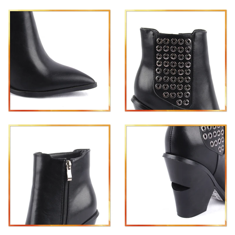 Dr martens mujer/женские ботинки с острым носком на высоком каблуке; ботинки на танкетке; сезон осень-зима; стильные короткие женские ботильоны в западном стиле с заклепками