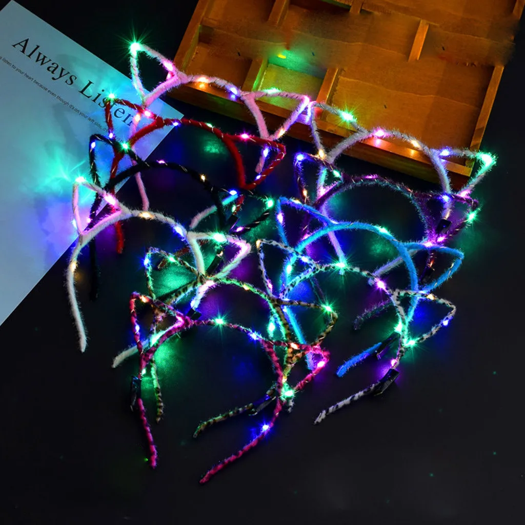Милые El LED Клубные вечерние концерты кошачьи ушки светятся яркими светящимися