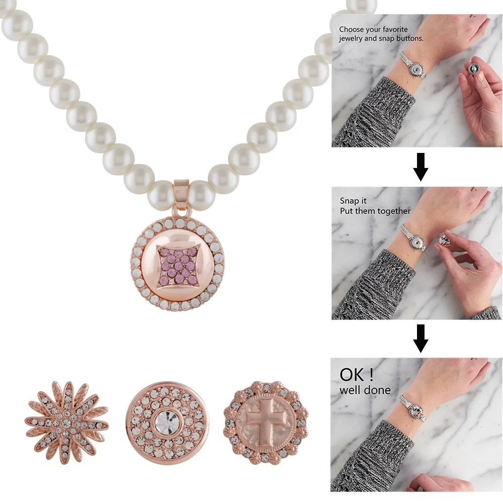 18 мм кнопки Женские ювелирные цепочки Имитация Жемчужное ожерелье свадебные