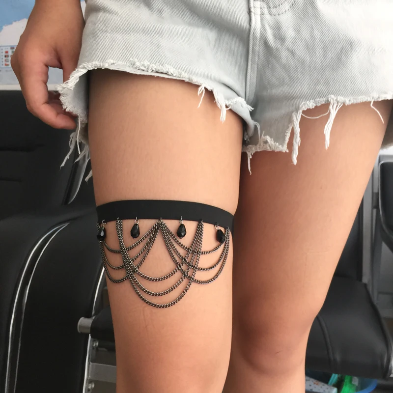 Черная декоративная портупея для ног ожерелье в стиле Харадзюку Готическая