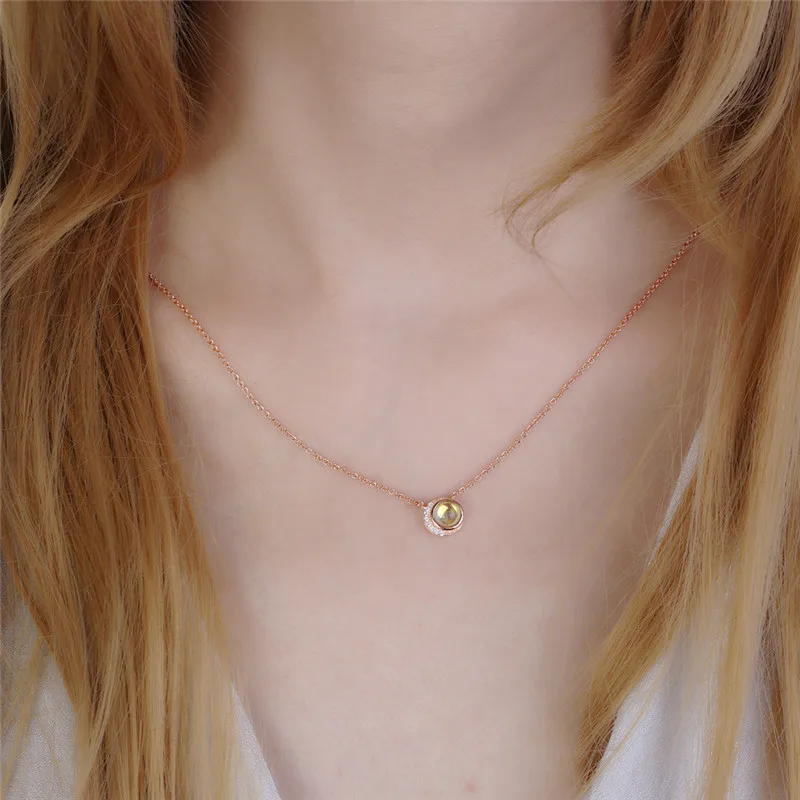 ROXI Moonstone колье ожерелье модное розовое золото/серебро Цвет Подвеска из камня и хрусталя ожерелье женское Ювелирное колье femme