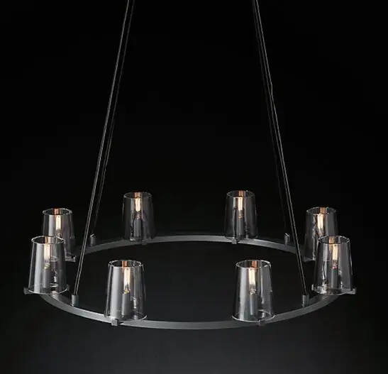 8 light D91cm Ретро американский Лофт RH гостиная люстра блеск E14 лампы кулон Chandlier Внутреннее освещение светильники - Цвет абажура: 8 light D91cm