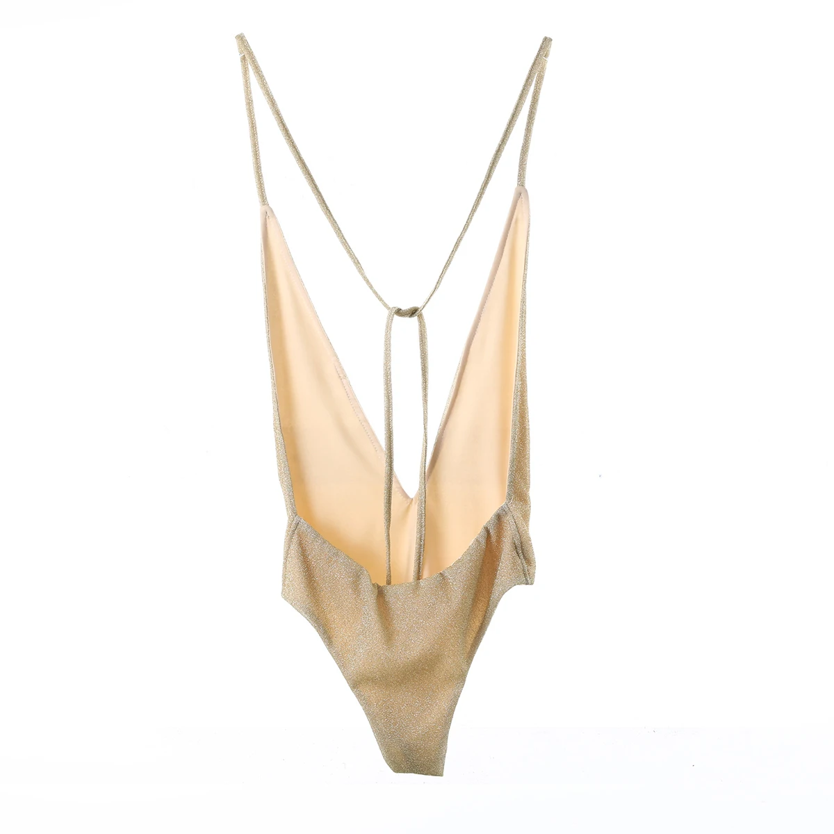 Sexy Summer One-Piece Swimsuit Golden Ladies Bikini Deep V Halter Women Swimwear Push up Padded Bra Bathing Suit |