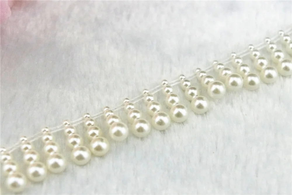 

10m/roll 15mm Ivory Gourd Pearl Chain Trims Sewing Crafts Costume Applique LZ47