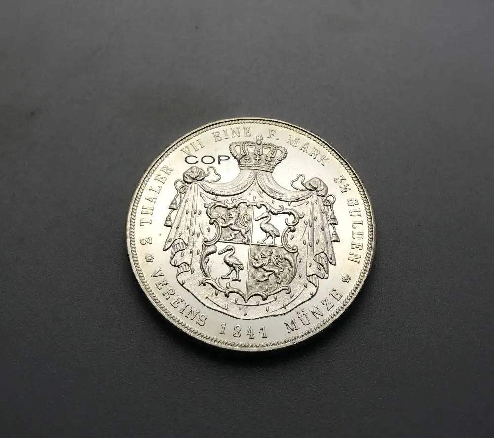 Немецкие штаты латунная Посеребренная копировальная монета 1841 A 2 Thaler 3 1/2 Gulden