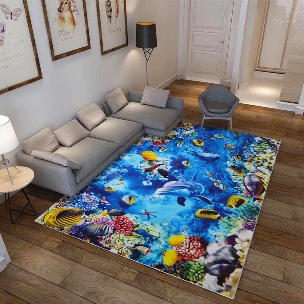 Высокое Качество подводный мир мультфильм ковер 3D печатных мягкие