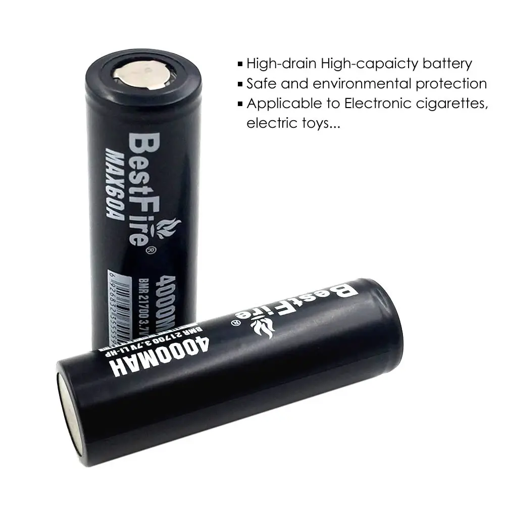 2PCS Bestfire 21700 Battery High Drain 4000mAh 3.7V 60A Rechargeable Li-ion with Storage Box Package for E-Cigarette | Электроника