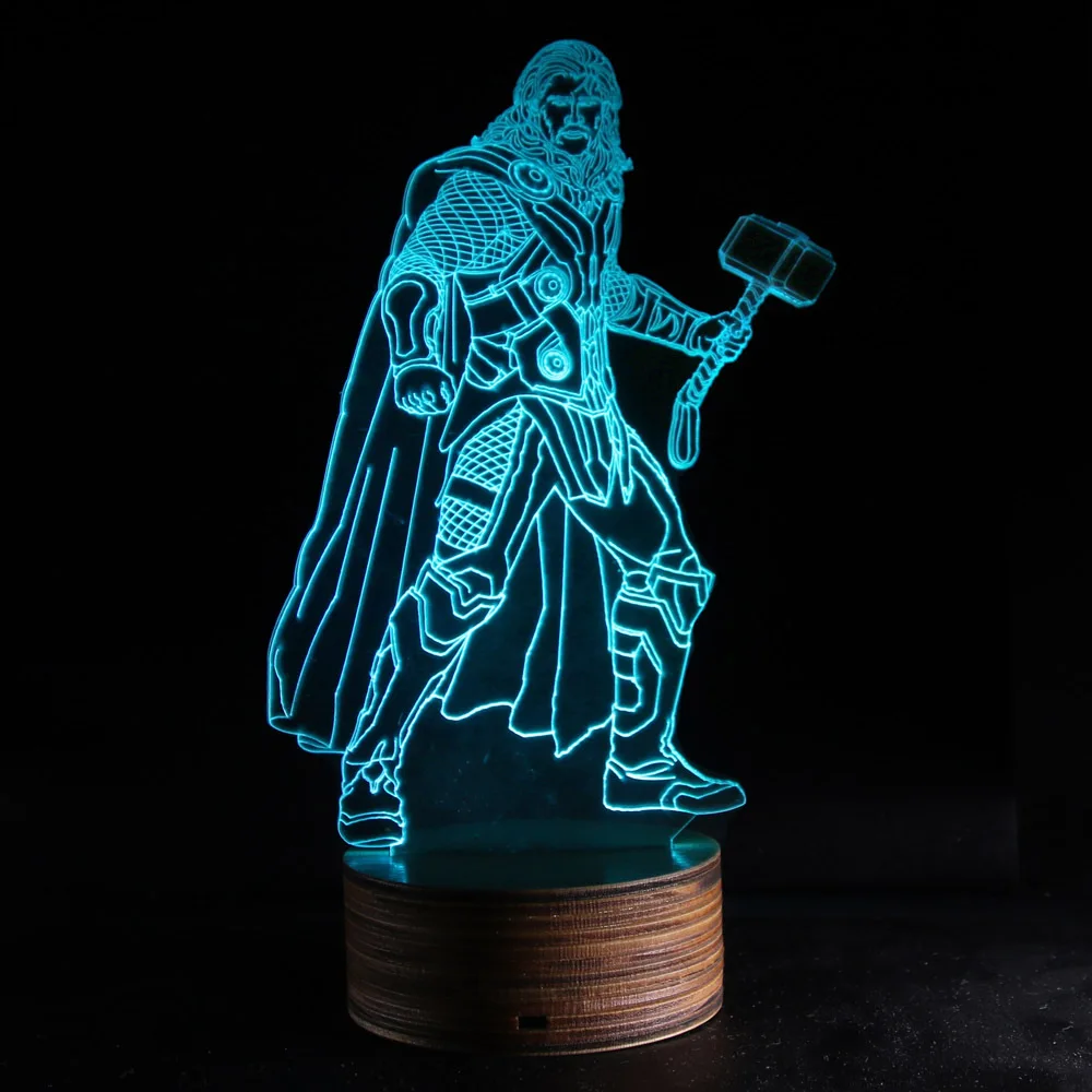 Мстители Тор 3D Визуальный ночник Lampara Luz De Светодиодная лампа дистанционное
