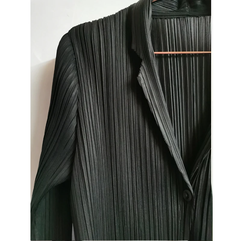 Changpleat весна осень женские короткие пальто куртка Miyak плиссированные модные однотонные с длинным рукавом тонкие на одной пуговице пальто кардиган C97