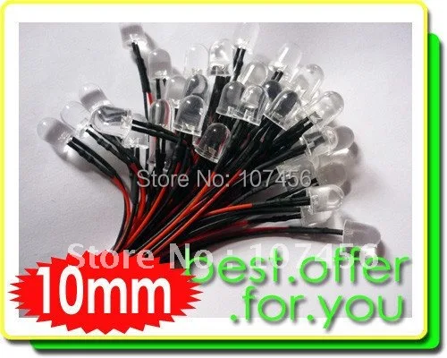 

50pcs 10mm White LED Lamp Light Set 20cm Pre-Wired 5V free shipping