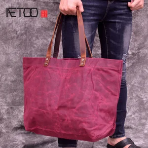 Женская Повседневная Холщовая Сумка AETOO, портативная Водонепроницаемая тканевая сумка через плечо, складная сумка большой вместимости