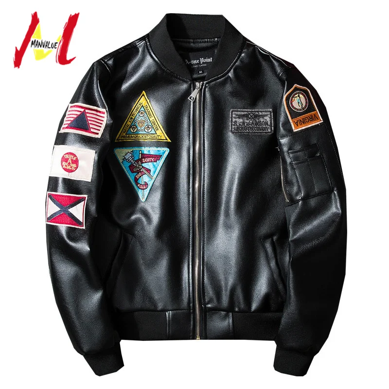 MANVALUE мужские комбинированные куртки-локомотивы с пересекающимися границами из