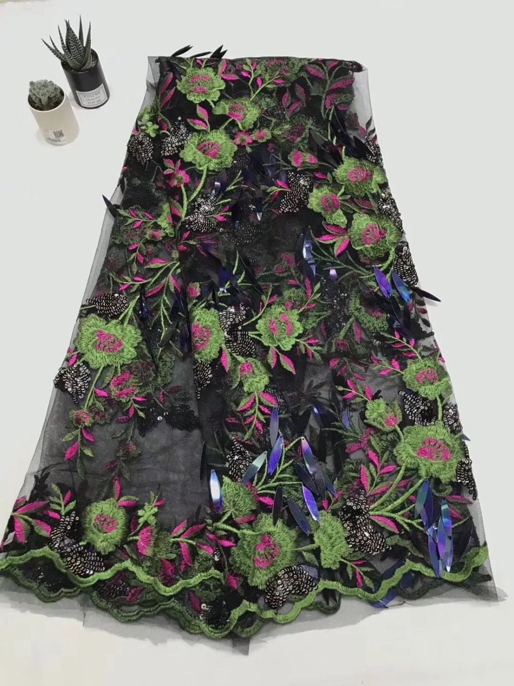 

Многоцветная органза французские кружева ткань 3D большие пайетки Цветочная вышивка африканская кружевная ткань Высокое качество 2018 для св...
