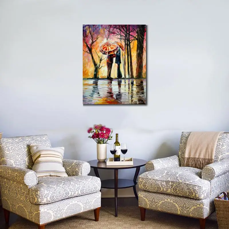 High quality handmade palette knife oil painting on canvas rainy date home picture decor modern art | Дом и сад