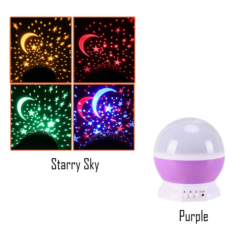 Starry Sky Purple Светодиодный светильник с цветным поворотом и романтическим рисунком звездного неба, проекционный светильник с зарядкой от usb, фантазийный светильник для сна, декор для комнаты, детские игрушки - Color: Starry Sky Purple