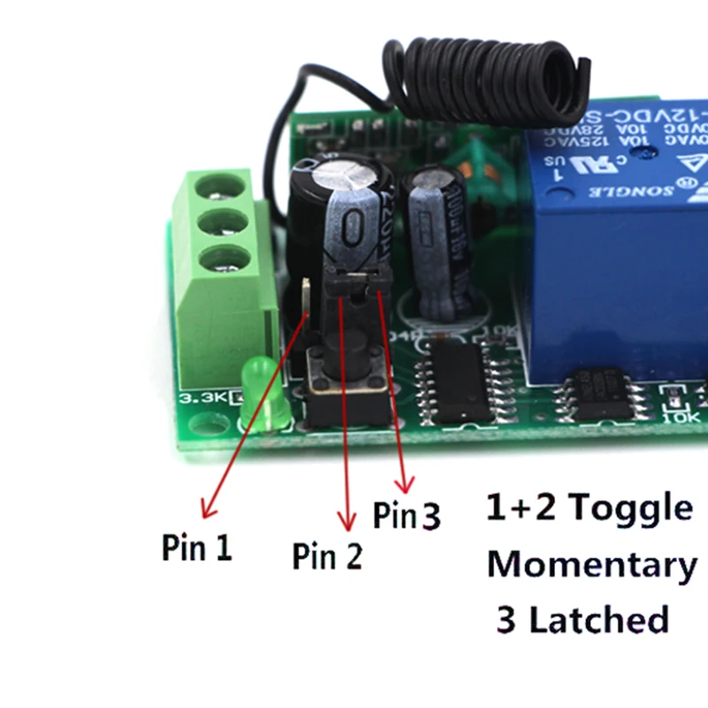 DC12V 1CH 10A беспроводной пульт дистанционного управления с белым радиочастотным