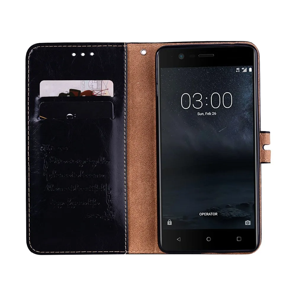 Флип чехол бумажник для Nokia 5 Cover Магнитная Fundas Кожа PU + из силикона Подставка Nokia5
