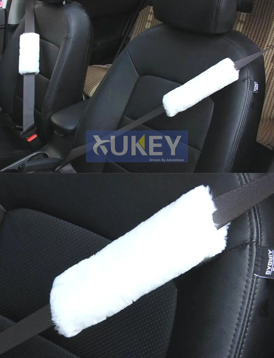 XUKEY из искусственной овчины, шерсти, меха, Авто Ремень безопасности, подплечники, чехол, зимний пушистый жгут, ремни безопасности, чехлы для сидений, стиль автомобиля, розовый