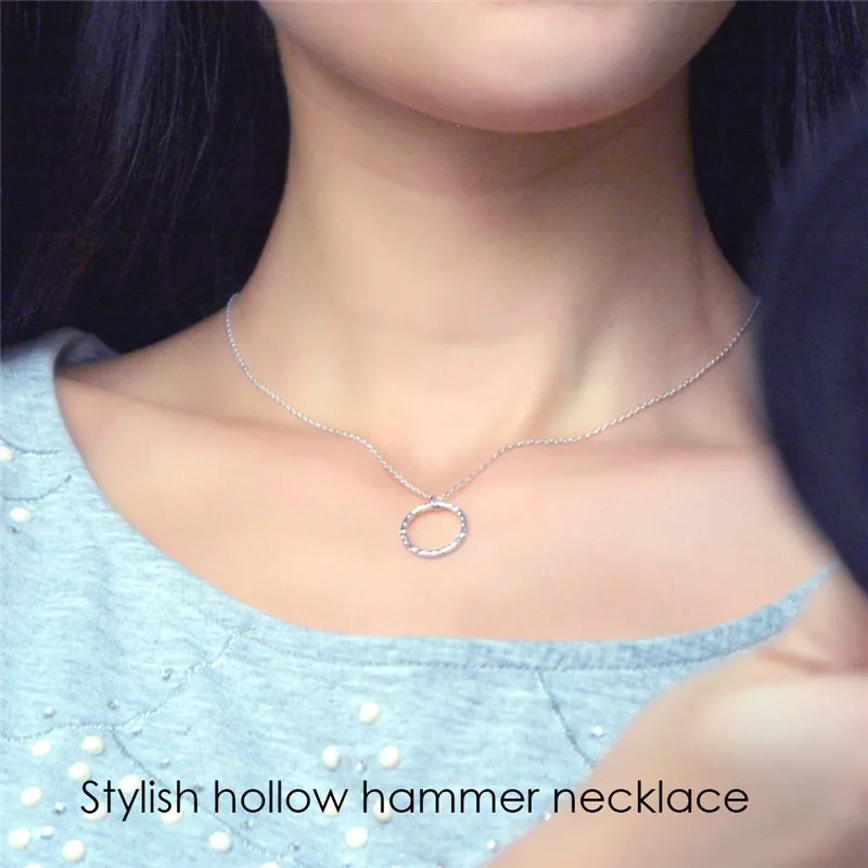 Женское ожерелье с круглым кольцом CC Очаровательное из серебра 925 пробы длинная