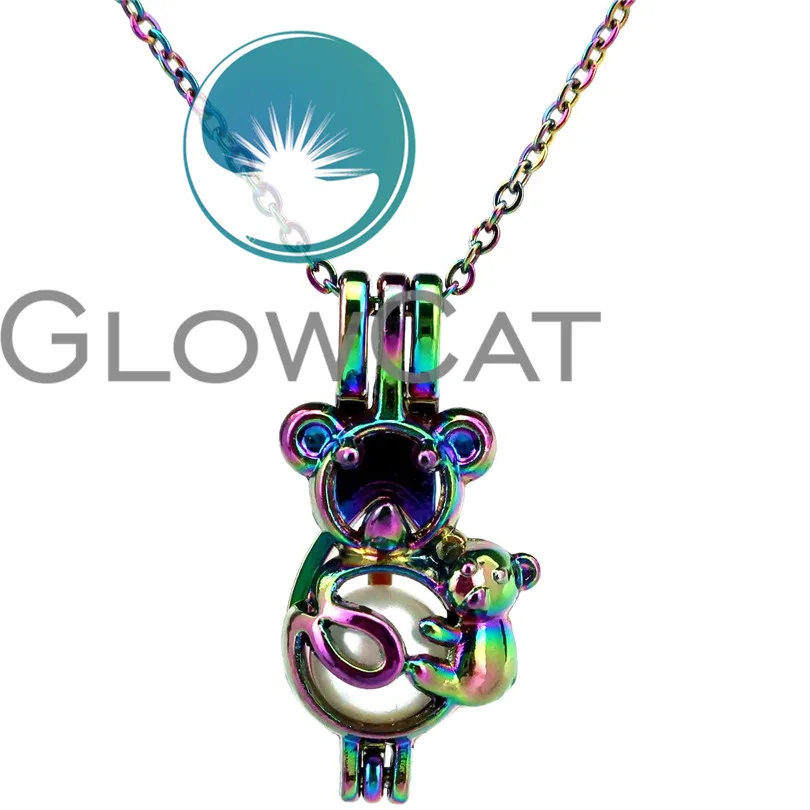 C695 красочные бусы Koala Mom Love духи эфирное масло диффузор жемчужная клетка медальон