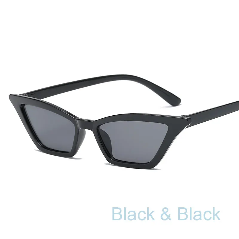 BLACK BLACK Новые модные сексуальные солнцезащитные очки кошачий глаз, женские маленькие ретро солнечные очки Cateye розового цвета, женские винтажные очки 90 s, очки с защитой от уф400 лучей - Цвет линз: BLACK BLACK