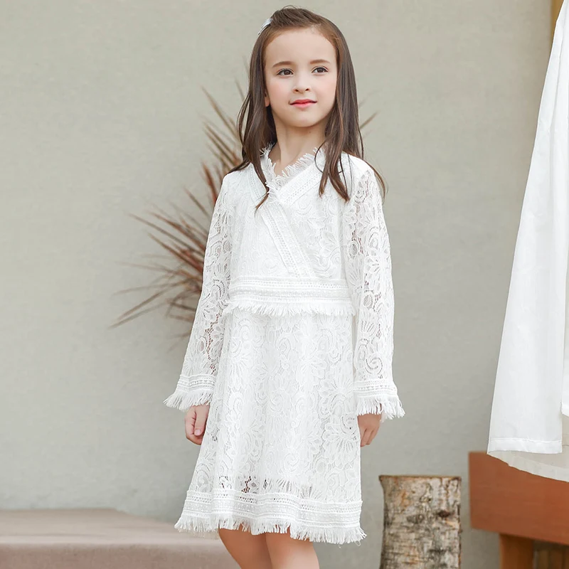 Платье для девочек с длинным рукавом Детские Платья цветочным принтом платья на