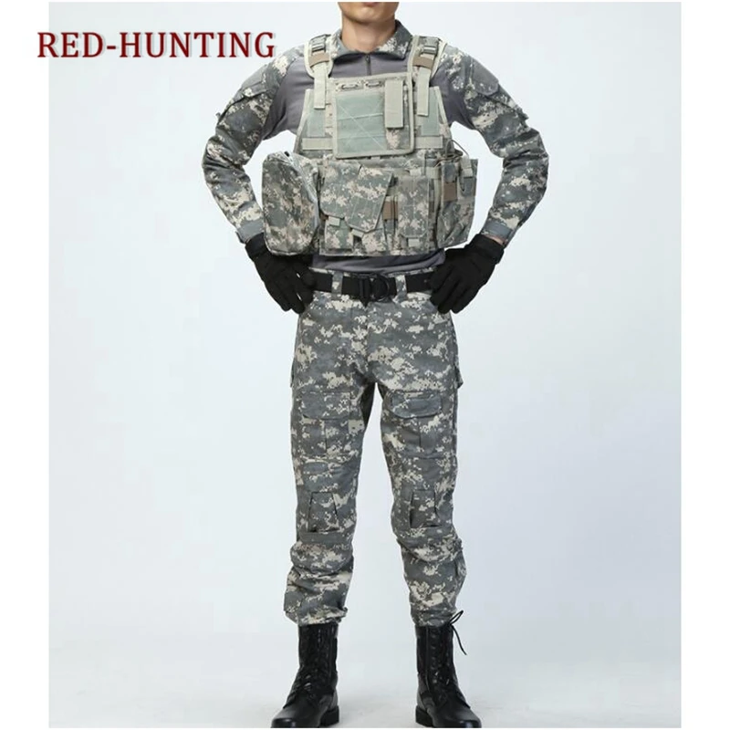 

Assault Shirt Pants Tactical Military Combat Uniform with Knee Pads