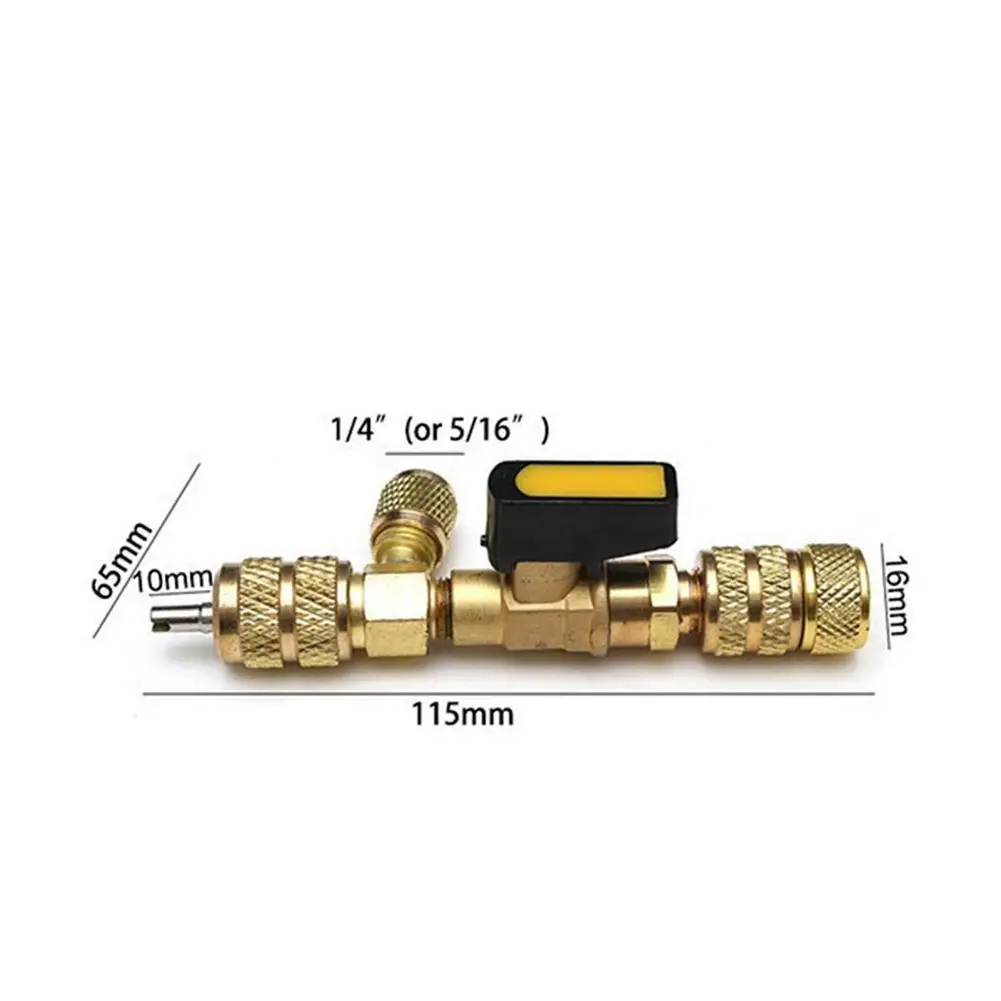 

1/4in 5/16ini Ports Valve Core Remover Installer Tool for Air Conditioning R22 R404A R407C R410A with Ball Valve