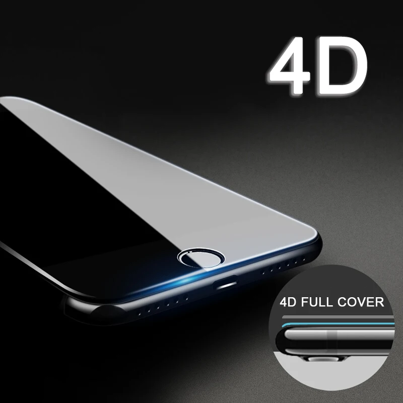 4D Стекло для iPhone 7 6 6s плюс Экран протектор круглый изогнутый край закаленное Full