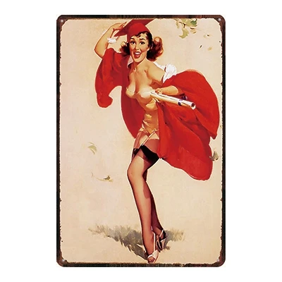 Pin Up Girl Оловянная металлическая табличка, металлическая винтажная настенная табличка для паба, кафе, магазина, домашний художественный декор, железный плакат, Куадрос, DU-2280 - Цвет: DU2301