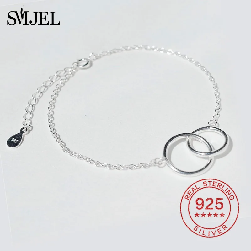 Женский браслет SMJEL из стерлингового серебра 100% пробы свадебный очаровательные