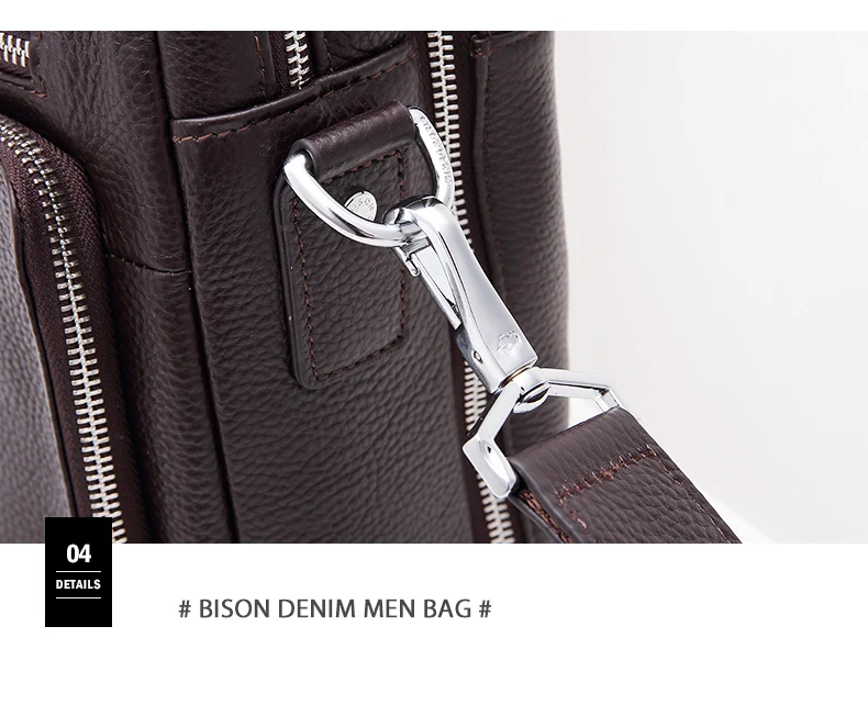 Бренд BISON DENIM, представляет мужской натуральная кожа Для мужчин сумка 1" ноутбук портфель большой Ёмкость Для Мужчин's Бизнес сумка через плечо сумки W2333-4