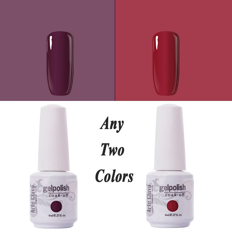 Any Two Colors Arte Clavo Набор лаков для ногтей для маникюра 8 мл Цвет гель лак Полупостоянный блеск ногтей искусство УФ Гибридный гвоздь гель лак основа - Цвет: Any Two Colors