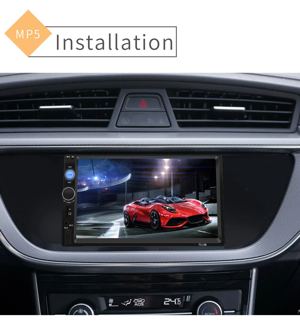 7010B Авторадио 4th " двойной 2 Din Автомобильный Радио Sterio MP5 плеер Android/IOS MirrorLink TF USB FM сабвуфер