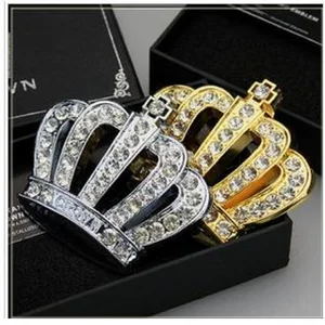 Модная металлическая 3D наклейка для автомобиля сделай сам, алмазная корона, Золотая, серебряная наклейка на автомобиль, значок со стороны, автомобильная наклейка для стайлинга, аксессуары