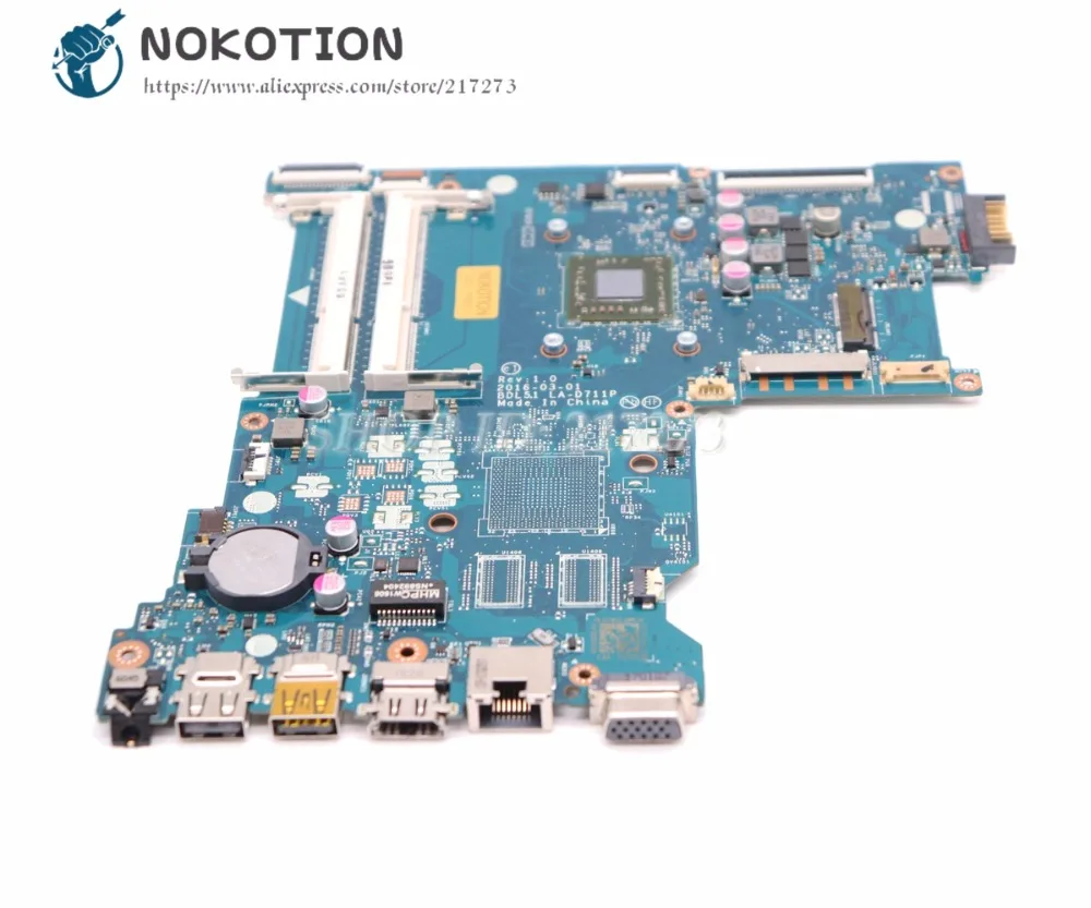 NOKOTION для HP 255 G5 материнская плата ноутбука BDL51 LA-D711P 858589-601 858589-001 основная E2-7110 1 8 Ghz