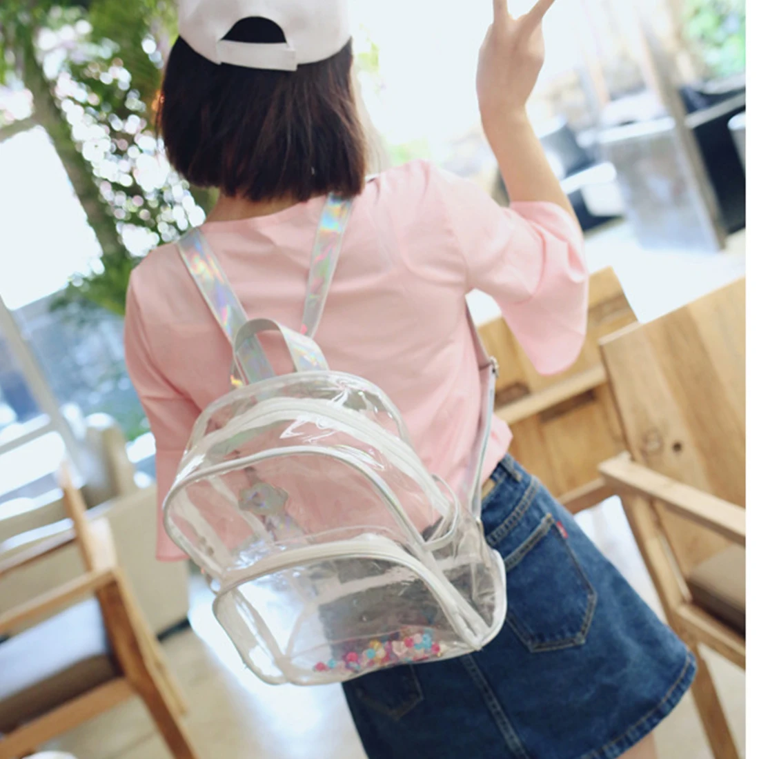 SFG дом моды прозрачный Для женщин пляжные Сумки рюкзак Обувь для девочек Лето 2017