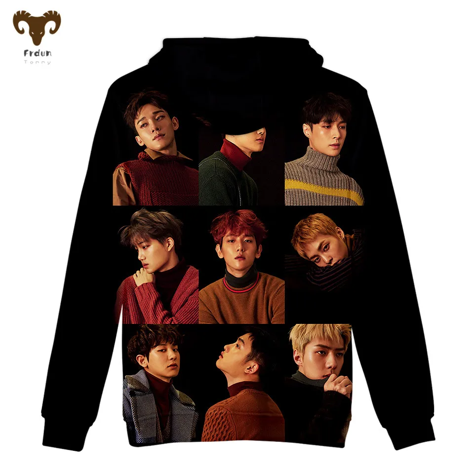 Frdun Tommy 3D печатные EXO толстовки Толстовка Мужская Аниме Мода Kpop Повседневная Новое поступление унисекс для взрослых/детей мягкая толстовка