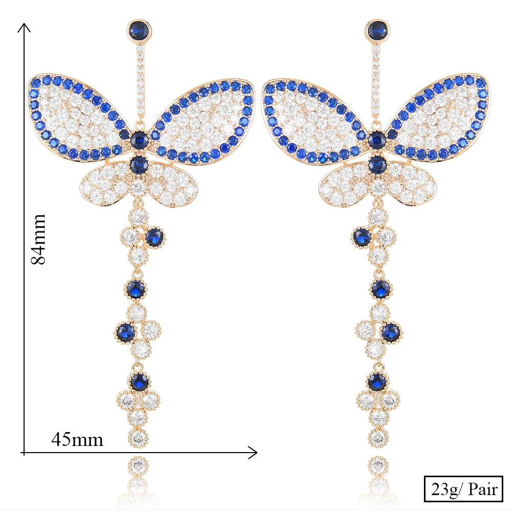 

missvikki Hot Romantic Sweet Butterfly Long Pendant Earrings for Women Bridal Wedding Engagement Party Show Earring Jewelry Gift