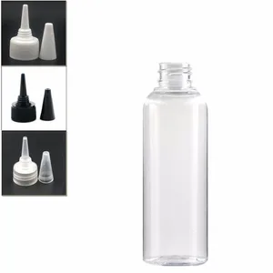 Пустая пластиковая бутылка 200 мл, прозрачная ПЭТ-бутылка с прозрачнойбелойчерной поворотной верхней крышкой с заостренным горлом и верхней крышкой