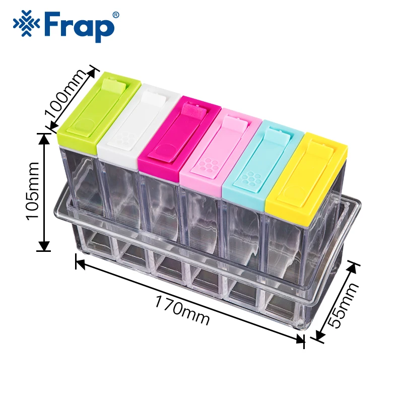 Frap Herb & Spice Tools 6Pcs/Set Box Kitchen Storage Bottle Jars Transparent PP Salt Pepper Cruet Container | Дом и сад